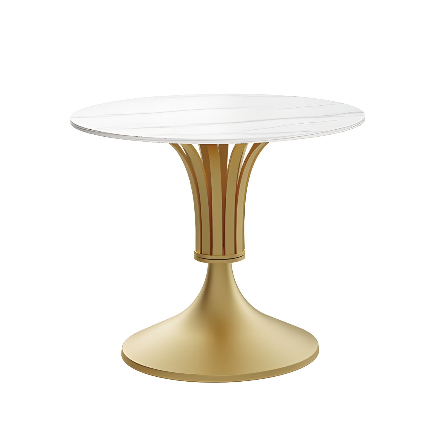 Metal Glam Dining Set with Padded Chairs 1/2/3/5 Pcs White Stone Dining Table Set thumbnail 5