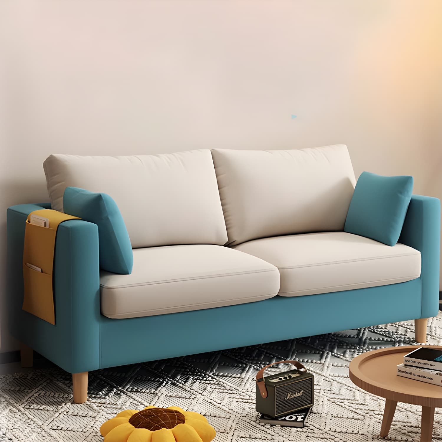 Contemporary Square Arm Loveseat with Machine Washable Cover and Pillows thumbnail 18