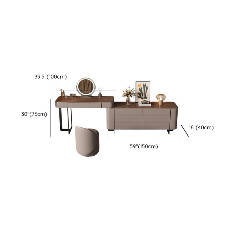 Vanity Set in Tan with 7 Drawers, Scalable and Push-Pull Features thumbnail 14