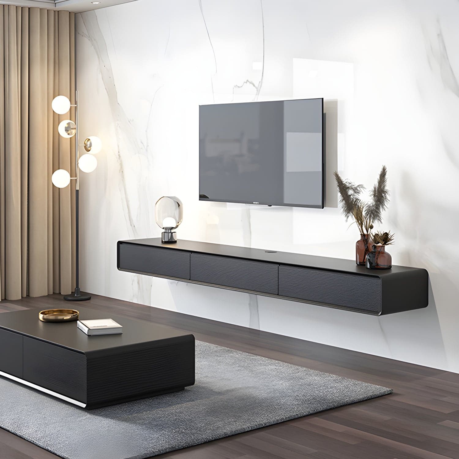 3 Doors Scandinavian TV Media Stand Wall-mounted TV Media Console thumbnail 1