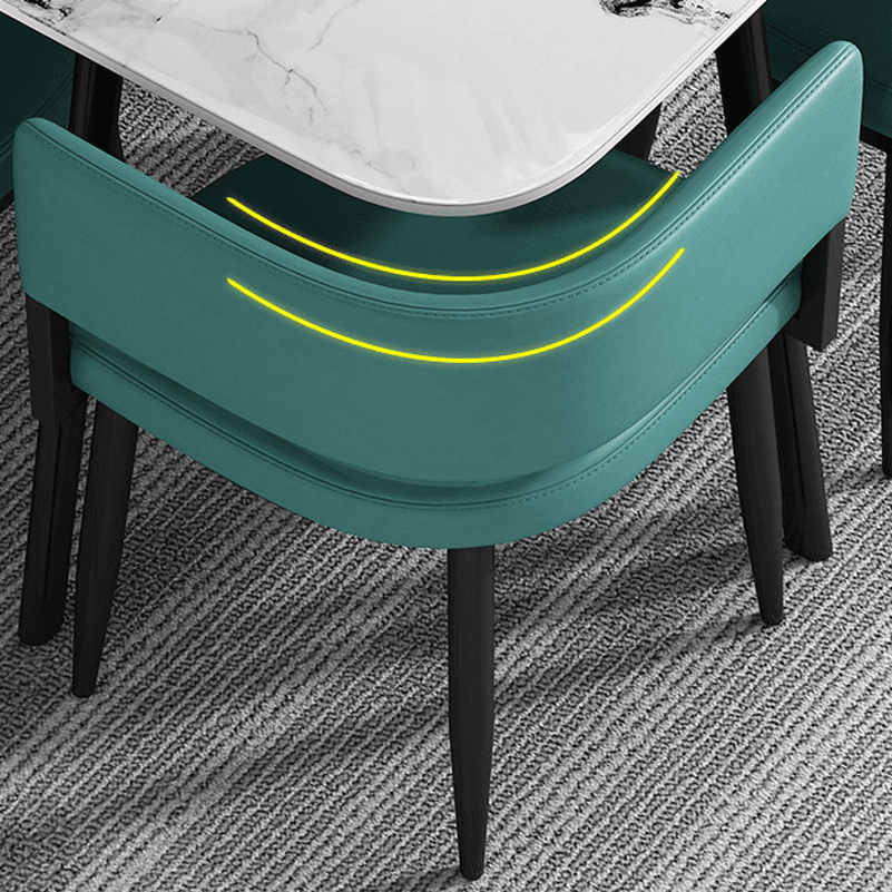 Circular Dining Table Set with a Slate Tabletop in White/Gray/Coal, Back and Cushion Chair for Dining Table for 4 in a Simple Style thumbnail 18