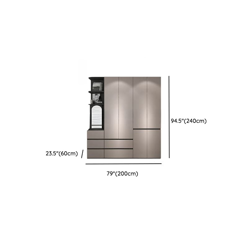 Sand Minimalist Laminate Cabinet Armoire with Soft Close Drawer, Soft Close Door, Interior Shelves, and Clothing Rod thumbnail 20