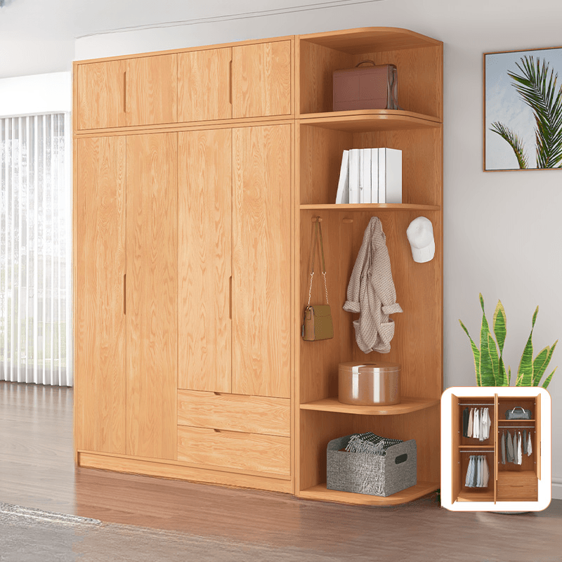 Wood Color Nordic Unfixed Wardrobe Closet thumbnail 14