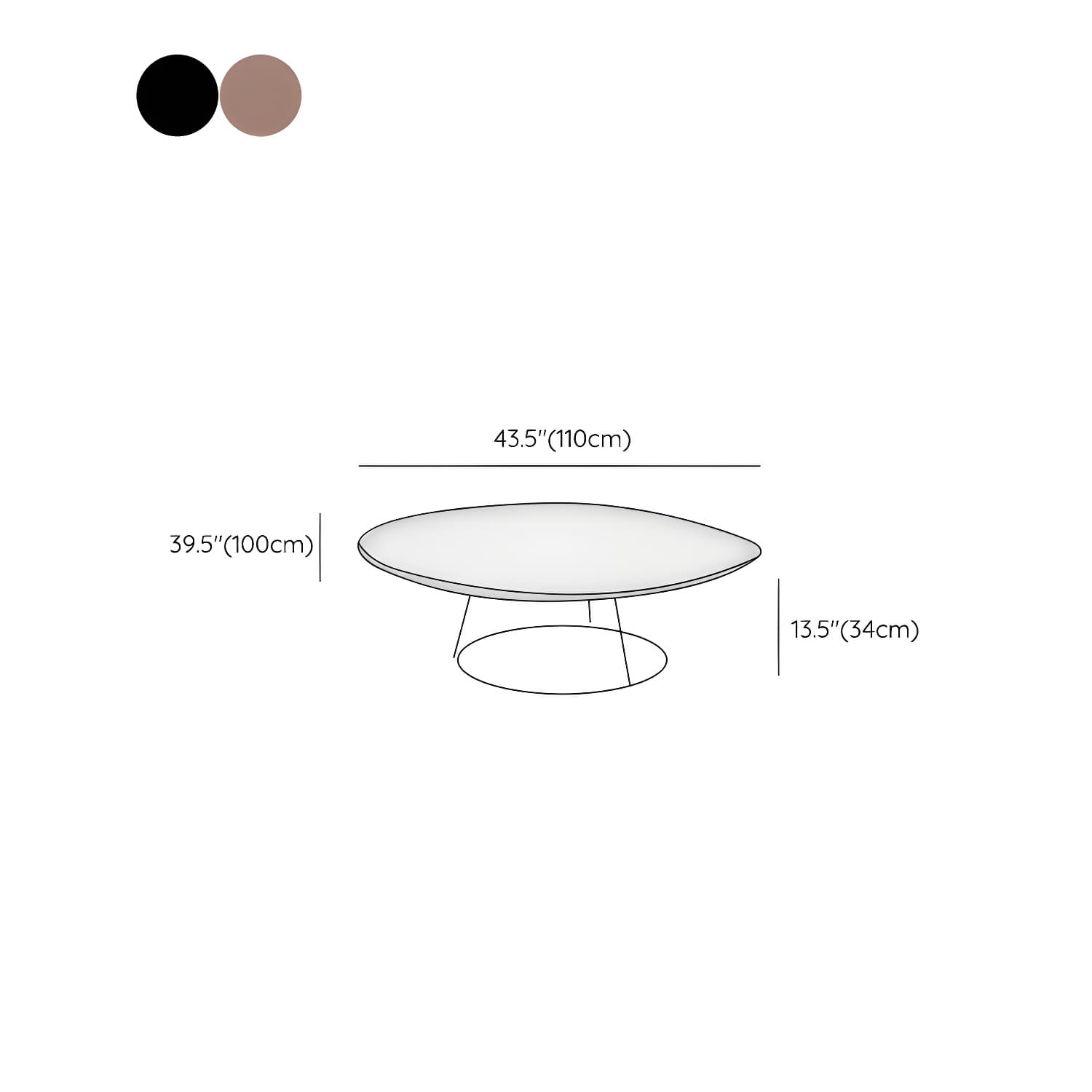 Modern Free Form Wood Coffee Table with Black Metal Frame - Storage Not Included thumbnail 15