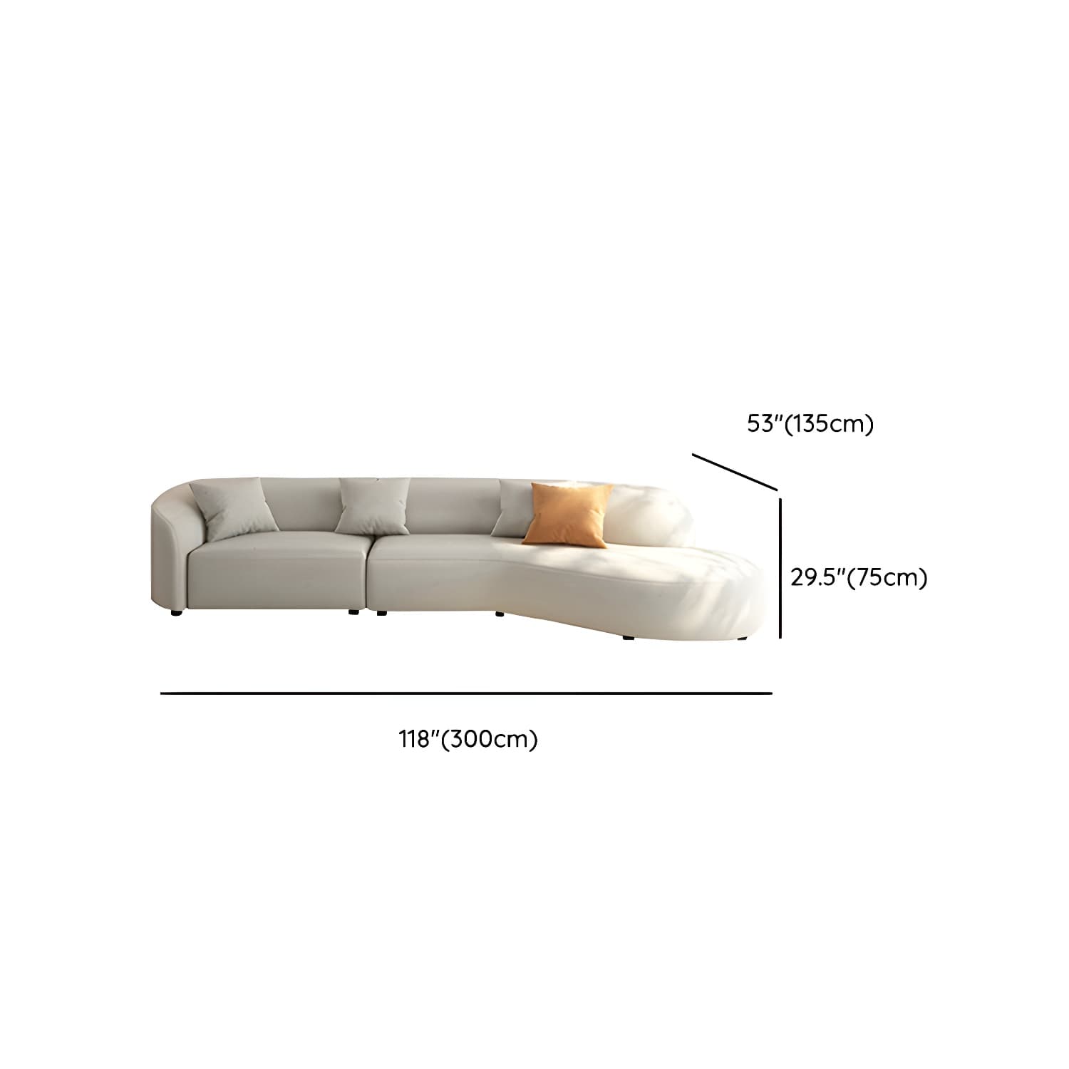 Modern Beige Tech Cloth Stationary Sectional Sofa with Wood Frame and Flared Arms thumbnail 19