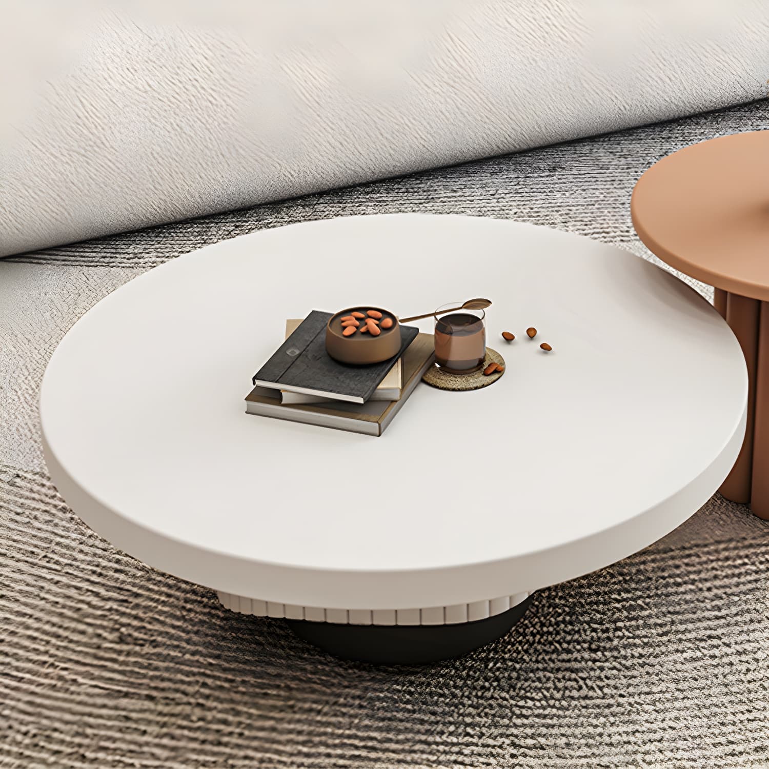 Pedestal Round Coffee Table Set Modern Minimalist Cocktail Table thumbnail 11