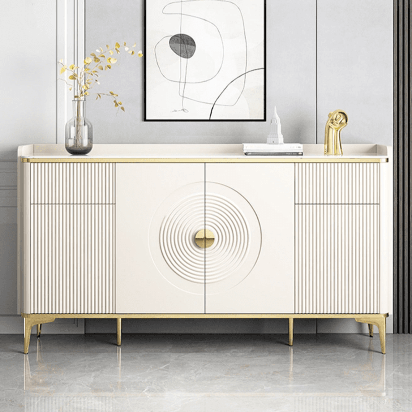 Art Deco Ground Sideboard/Server, Independent with Kitchen Tool Storage and Counter Slab thumbnail 3