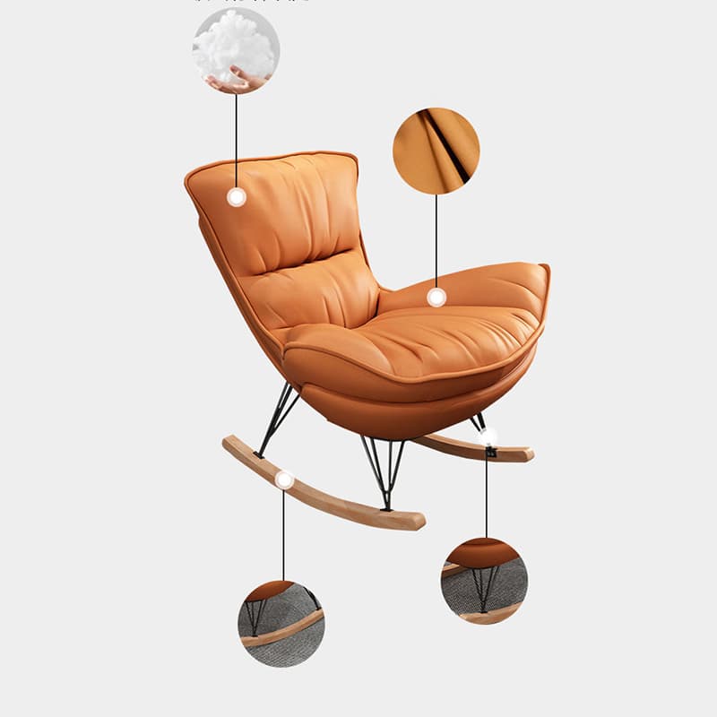 Natural Wood Armless Upholstered No Scratch or Stain Resistance Indoor Rocking Chair thumbnail 16