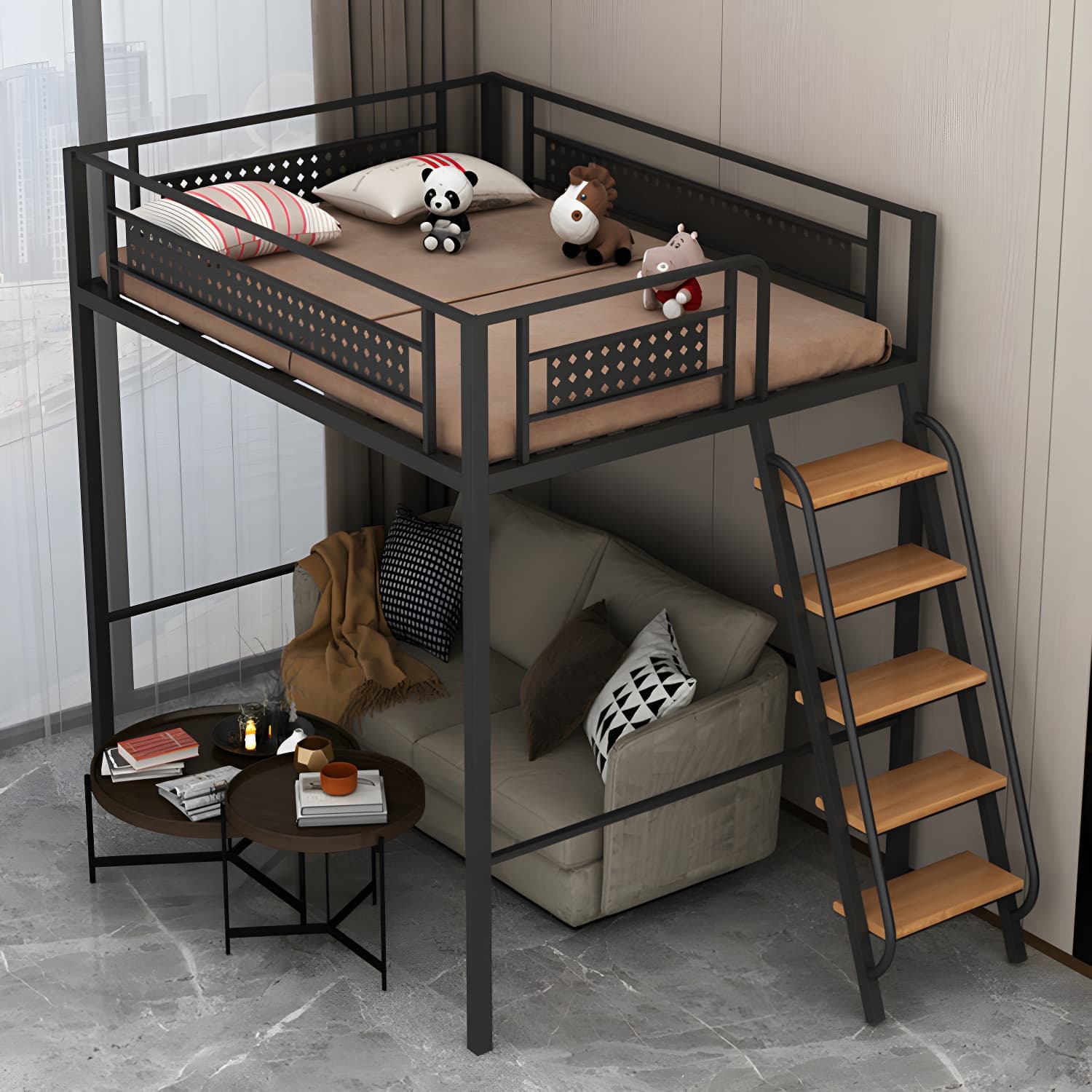 Simple and Chic Metal Frame Modern Bed with Headboard Included thumbnail 11
