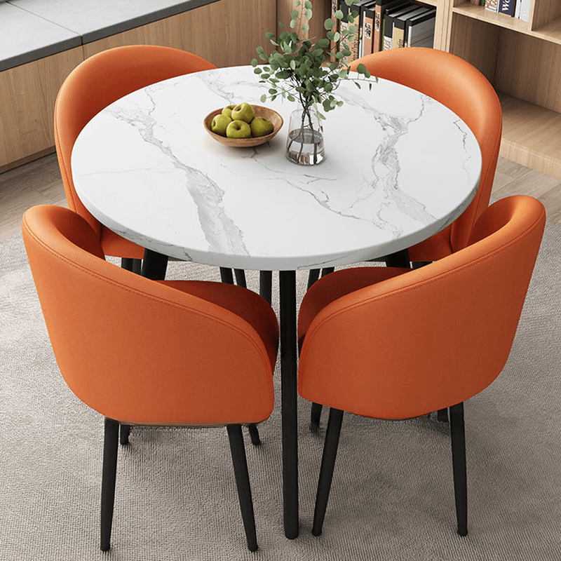 Circular Manufactured Wood Dining Table Set with Upholstered Back, Padded Chair, Arms, Seats 4 thumbnail 13