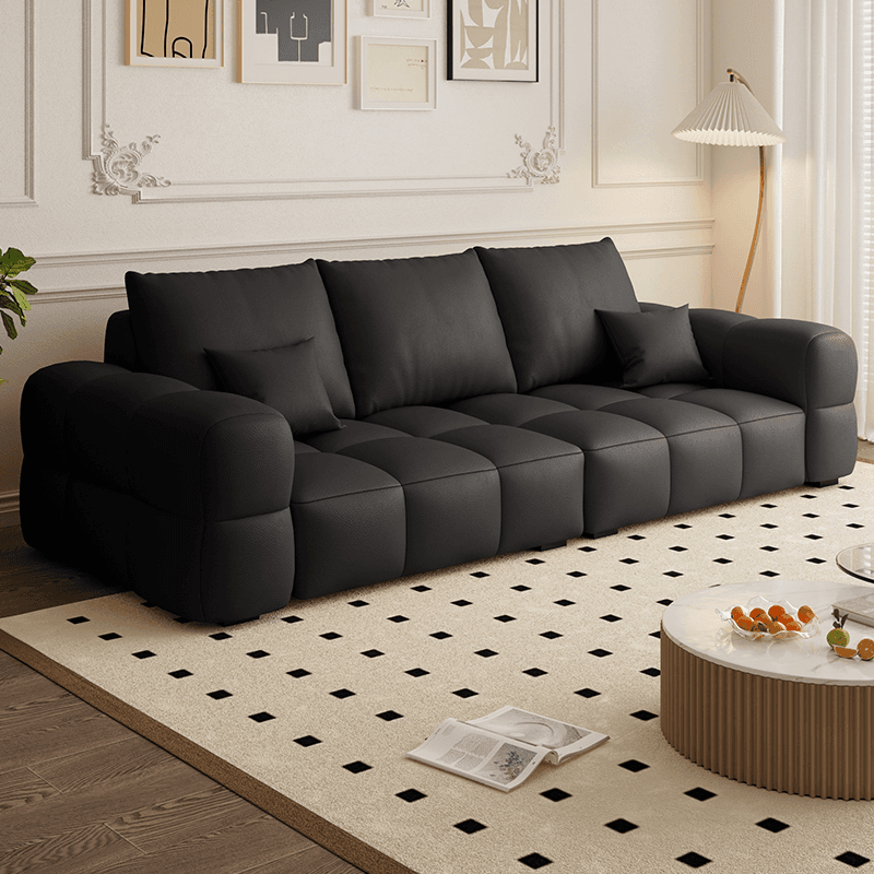Contemporary Solid Color Tear Resistant Standard Sofa in Light Gray/Ivory/Coffee for 5/4 with 2 Pillows thumbnail 1
