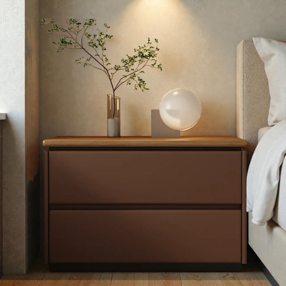 Modish 2 Tiers Drawer Storage Bedside Table with Laminate Countertop thumbnail 23