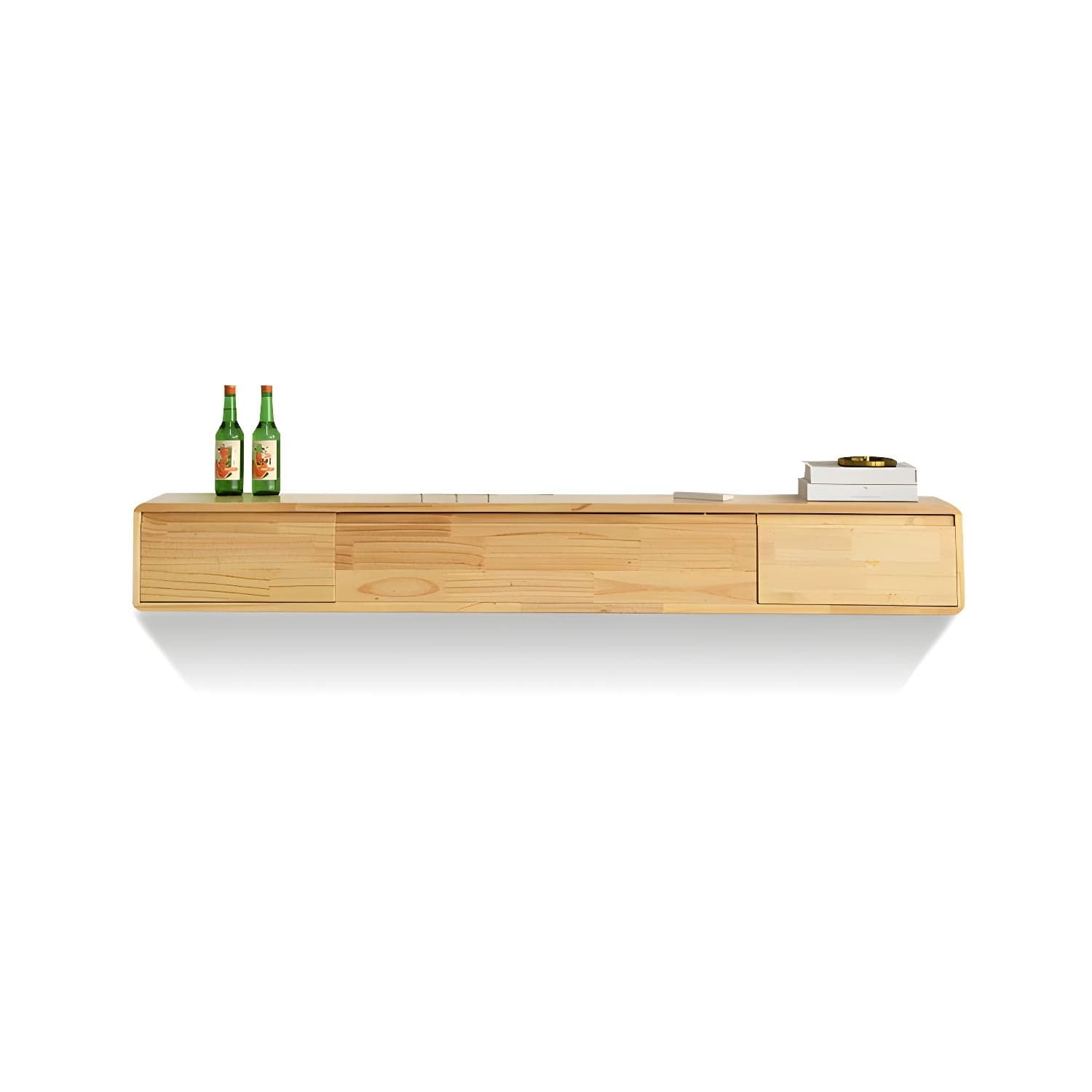 Wall-mounted TV Console Solid Wood TV Media Console with Drawers thumbnail 2