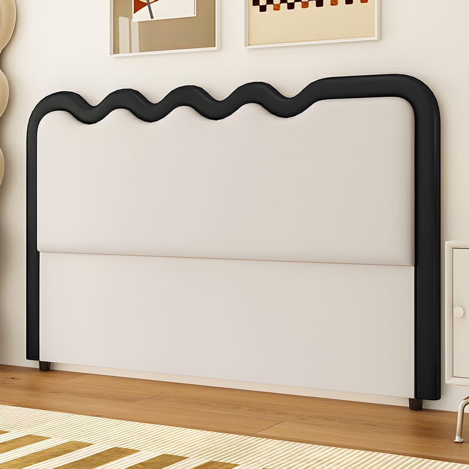 Modern Upholstered Panel Headboard with Leather Upholstery and Rectangular Shape