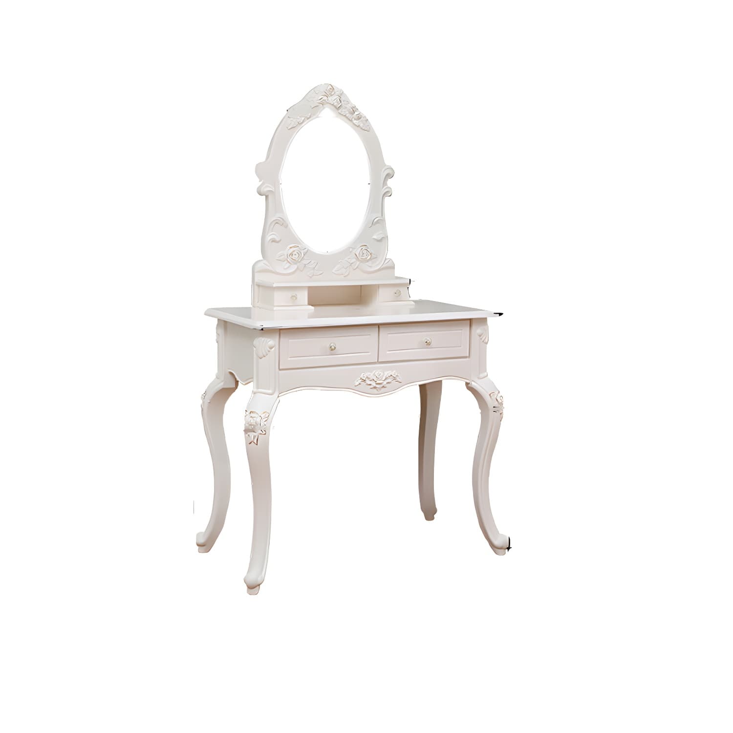 Victorian Bedroom With Drawer Mirror Solid Wood Makeup Vanity Set thumbnail 14
