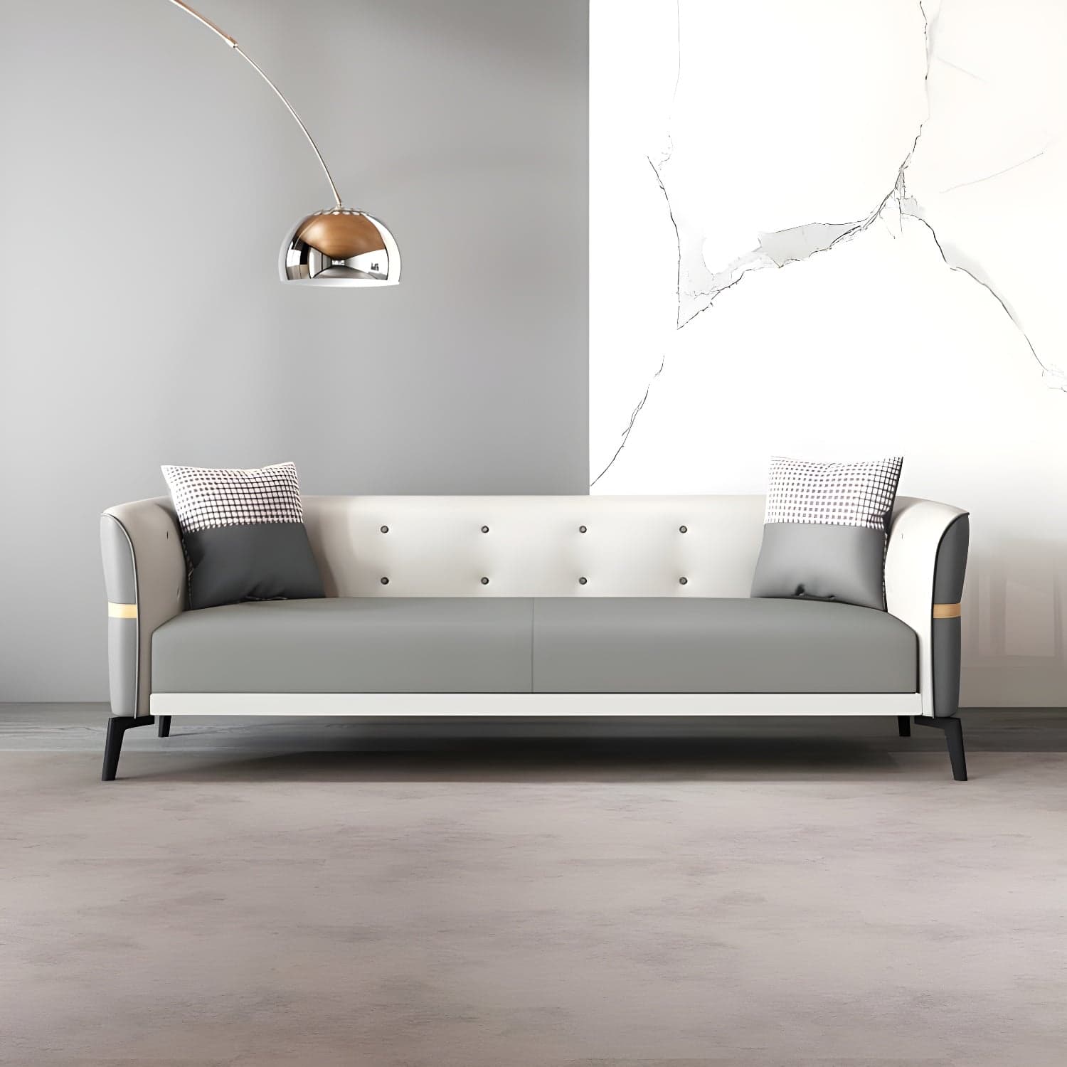 Modern Square Arm Standard Sofa Metal Legs Settee for Living Room thumbnail 6