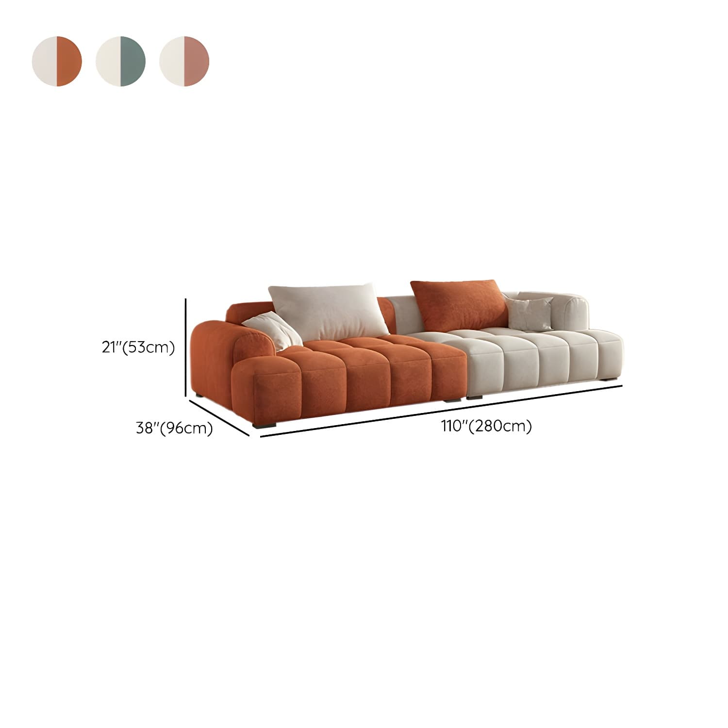 24.8" High Sofa with Tight Back Square Arm Corduroy for Apartment thumbnail 23