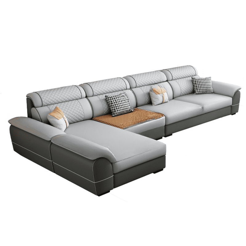 Modern Simple Style Straight/L-Shape Horizontal/Reversible Sofa Couch/Sofa Chaise in Grey with Water-resistant and Pillow Top Arm, 2-piece/3 Pc thumbnail 7