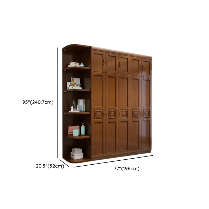 Vintage Sepia Lumber Wardrobe with Soft Close Drawer, Soft Close Door, Interior Shelves, and Hanging Rod thumbnail 10
