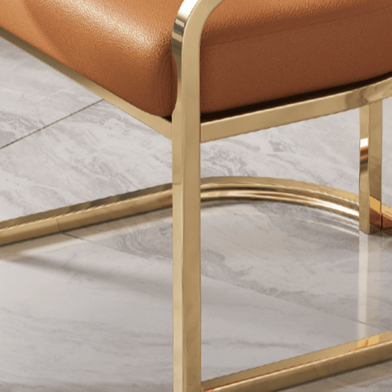 Minimalist Arm Chair with Cushioned Seat, Arms, Metallic Metal Legs, and Low Back thumbnail 19
