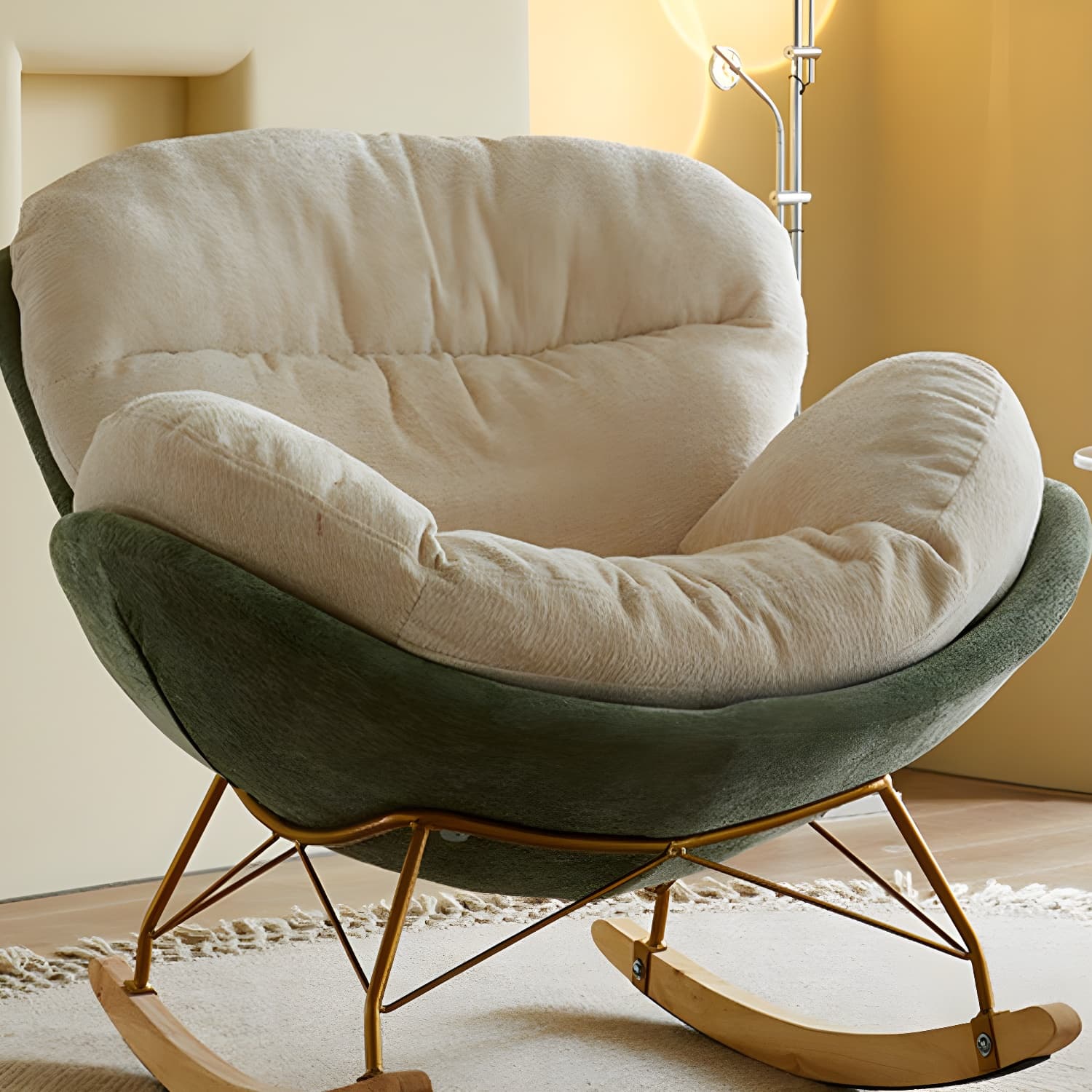 Scandinavia Rocking Accent Chair with Removable Cushions in Solid Wood thumbnail 12
