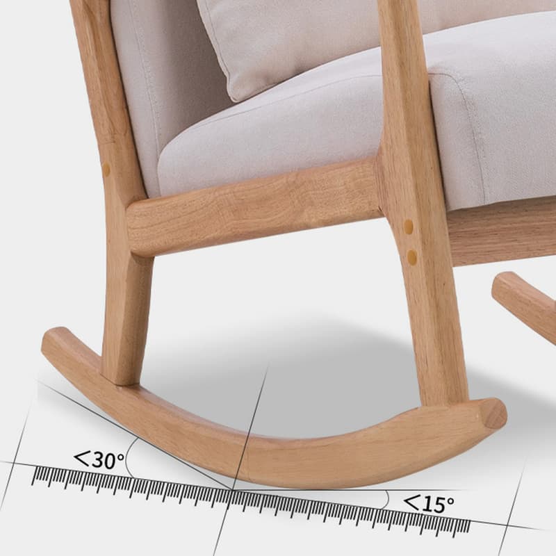 Indoor Use White Cotton Stationary Rocking Chair with Back & Arm thumbnail 11