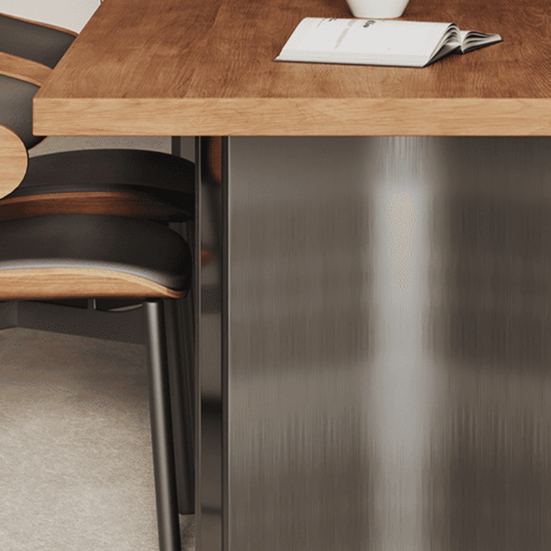 Dining Table Set with Ash Wood Top, Two-sided Pedestal Base, Padded Chair with Back for 6 People/4 People in Auburn thumbnail 7