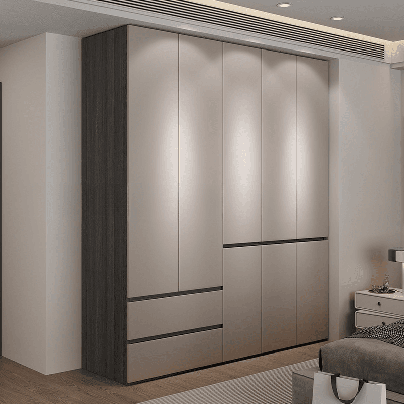 Sand Minimalist Laminate Cabinet Armoire with Soft Close Drawer, Soft Close Door, Interior Shelves, and Clothing Rod thumbnail 3