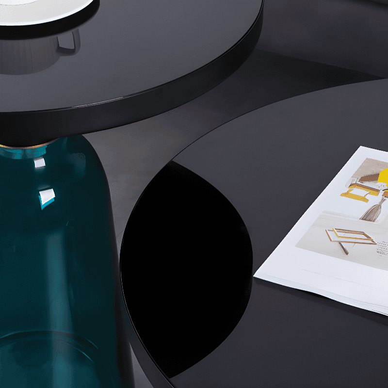 Simplistic Single Side Table with Hardened Glass and Plinth Base, Rounded Top thumbnail 15