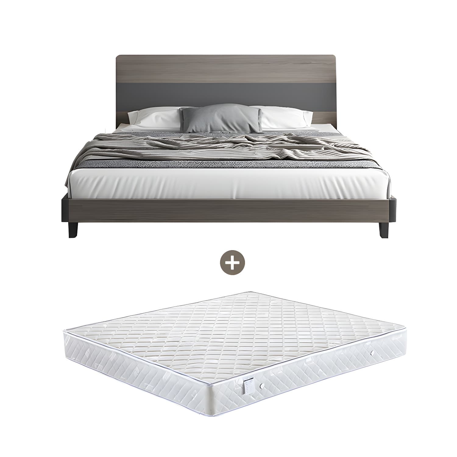 Modern Style Wood Bed with Headboard Low Profile Standard Bed thumbnail 12