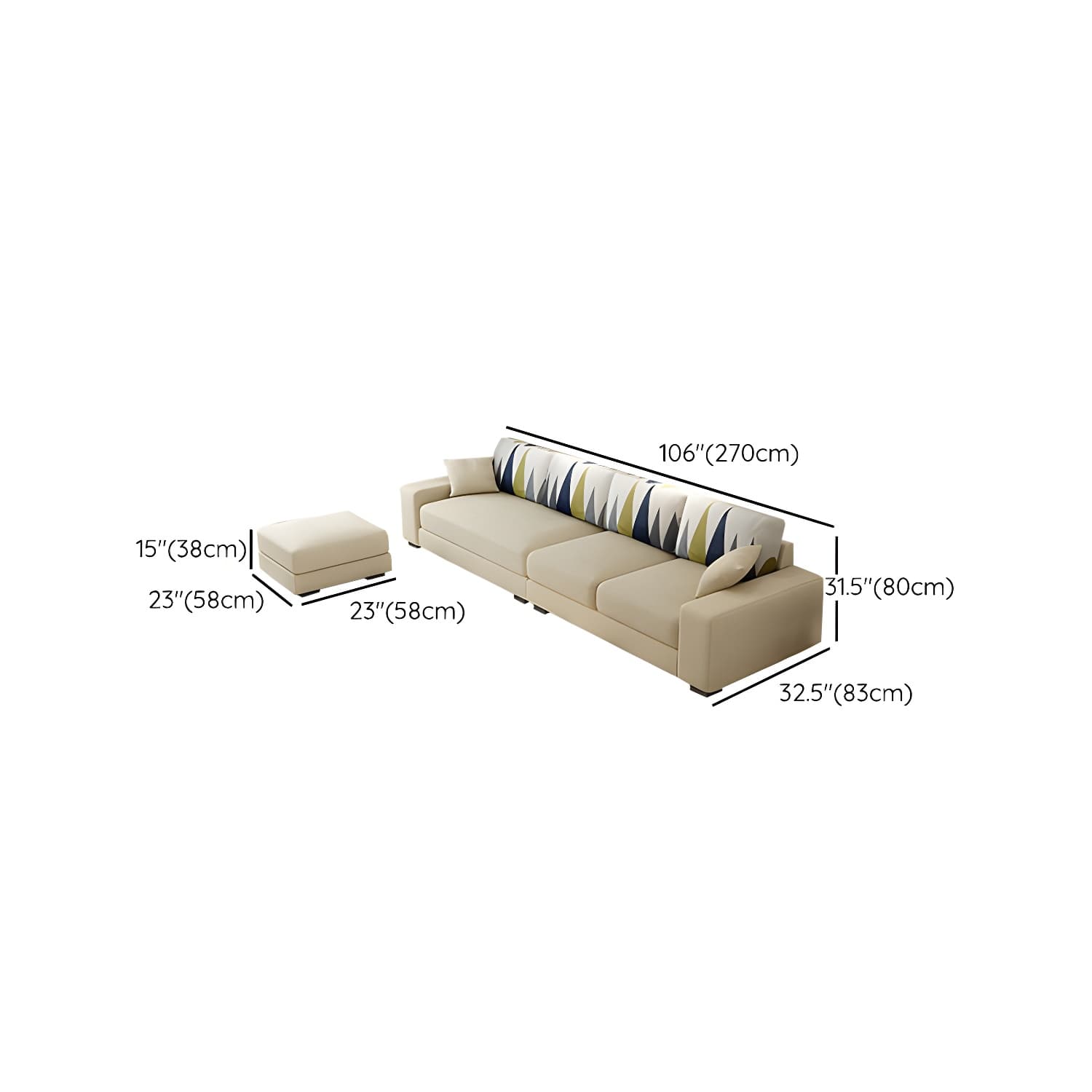 Scandinavian Wood Frame Straight Sofa with Cushion Back and Slipcover in 3 Piece Set thumbnail 31