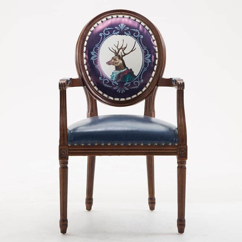 French Sturdy King Louis Back Upholstered Arm Chair/Side Chair with Nailhead Accent, Foot Pads and Weathered Wood Base thumbnail 14