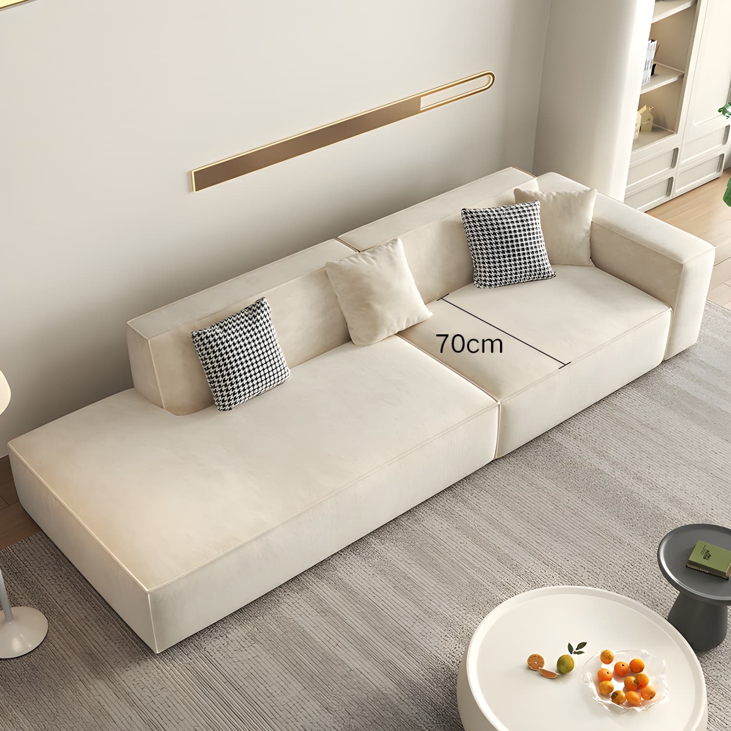 Elegant Sectional with Synthetic Upholstery in Moderate-Gray Tone and Built-in Charging Ports thumbnail 13