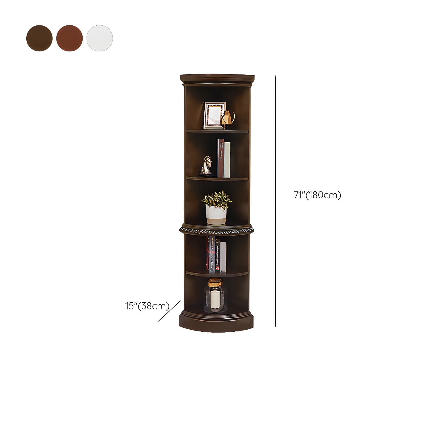 Solid Wood Triangle Corner Cabinet in Rubber Wood with Storage Shelves thumbnail 16
