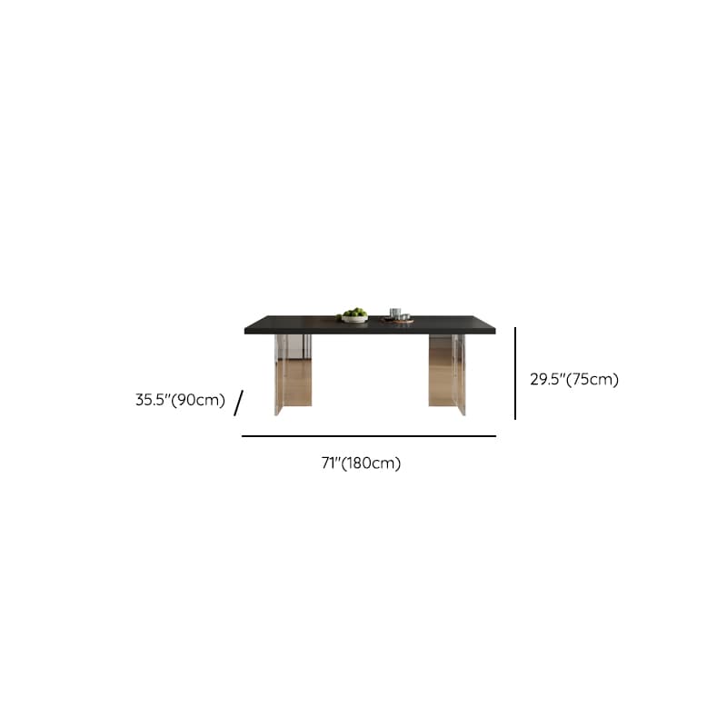 Minimalist Rectangular Dining Table Set with Two-sided Pedestal and Fixed Table, Featuring Back Chairs in Midnight Black thumbnail 13