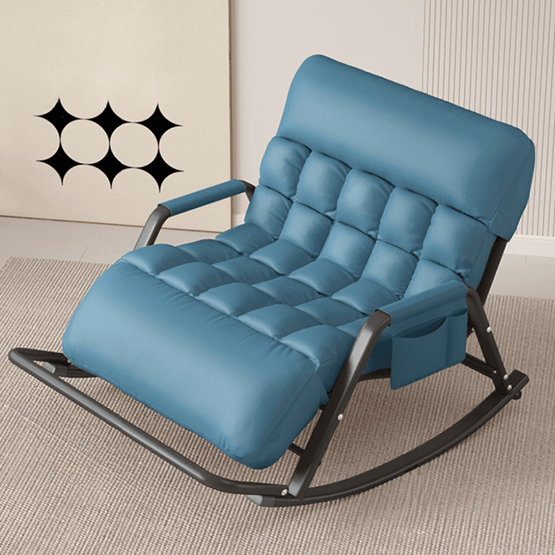 Black/Grey/Cerulean Simple Upholstered Rocking Seat for 2 with Padded Track Arm thumbnail 2