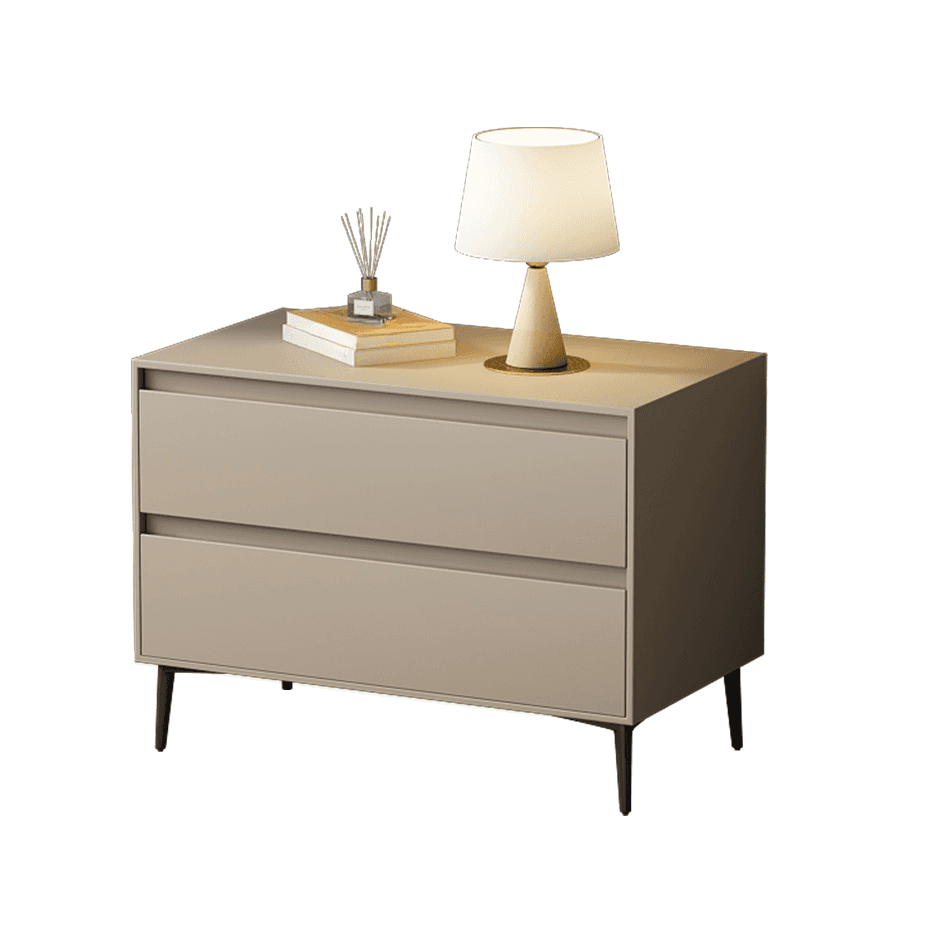 Scandinavian 2 Drawers Nightstand With Drawer Storage in Artificial Leather with Leg thumbnail 13