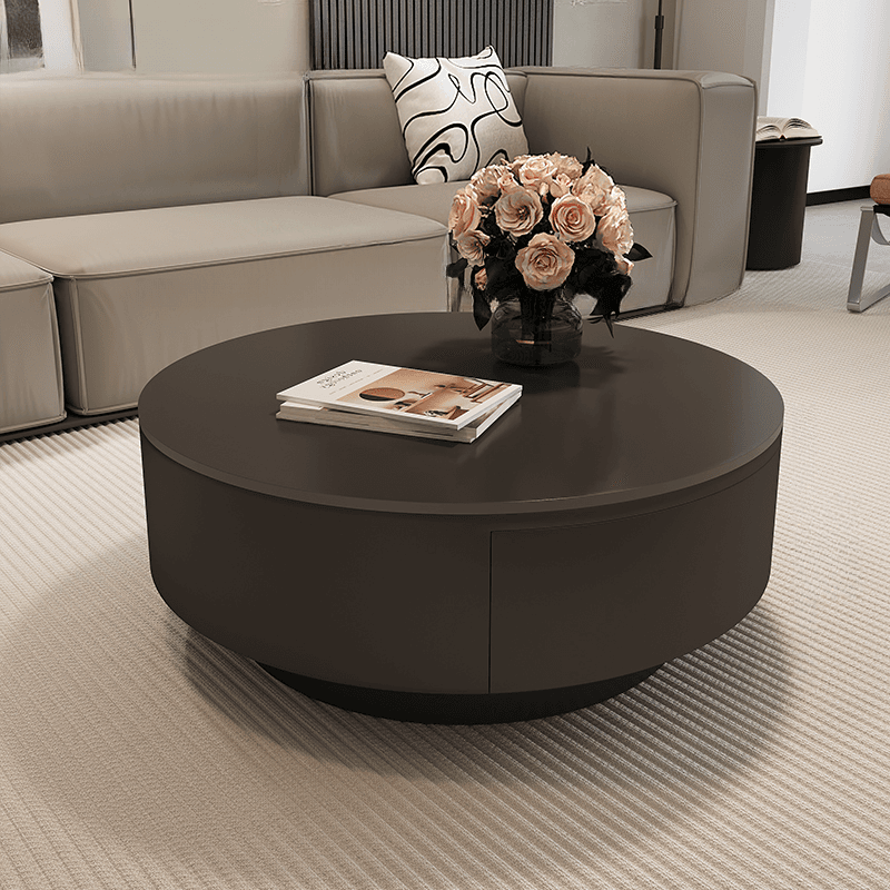 Rounded Coffee Table with 2 Drawers for Indoor Use in a Modern Style thumbnail 1