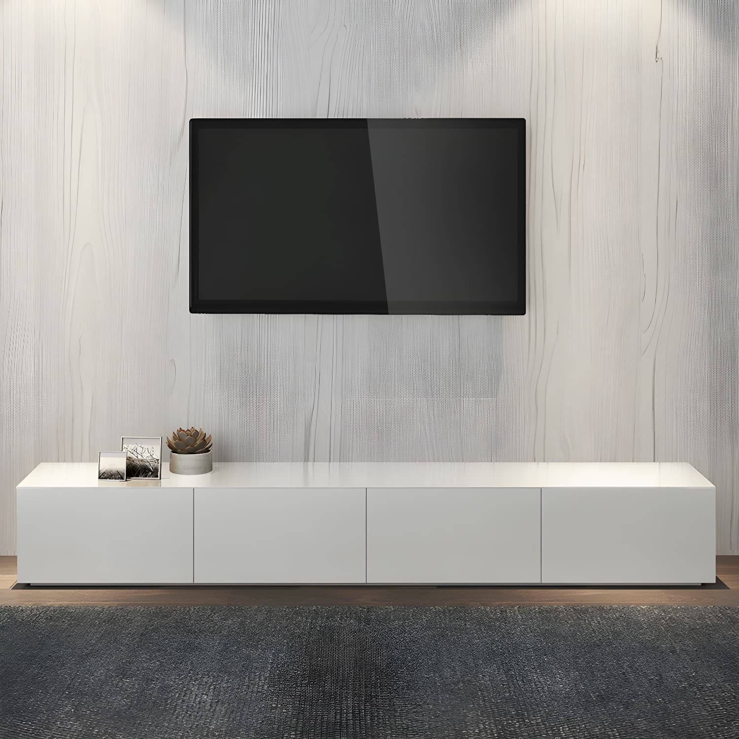Modern TV Stand with Drawers and Soft Close Glides - Low Height, Wood Material thumbnail 11