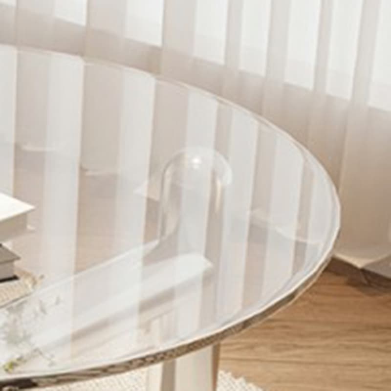 Sleek Silver Stainless Steel Coffee Table with Tempered Glass Top thumbnail 5