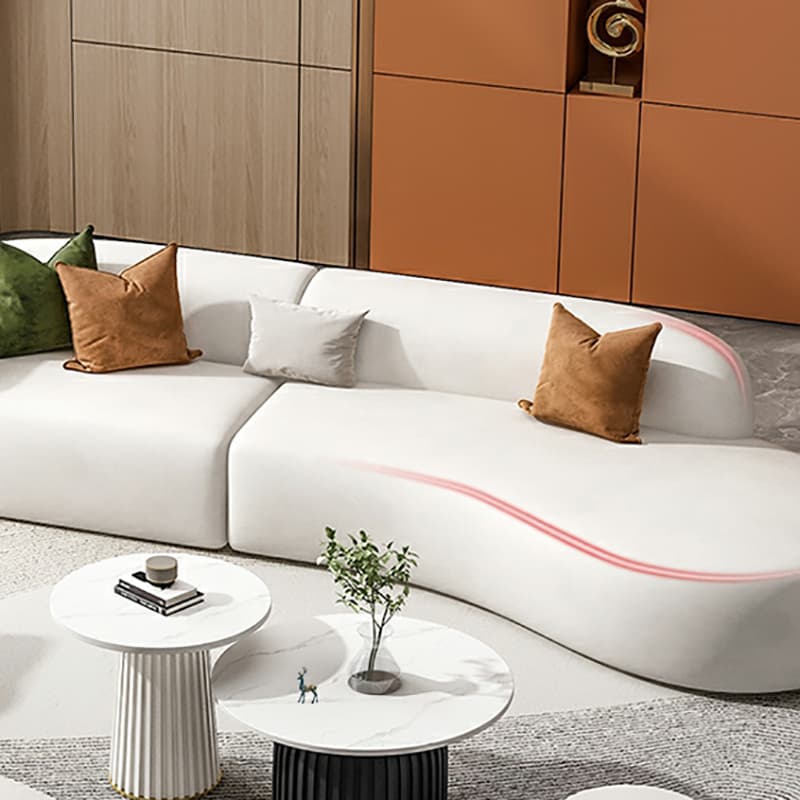 Bowed/Straight Right/Horizontal Chalk Corner Sectional/Sofa Couch for 6/5 Person/1 Person with Concealed Support Living Space thumbnail 6