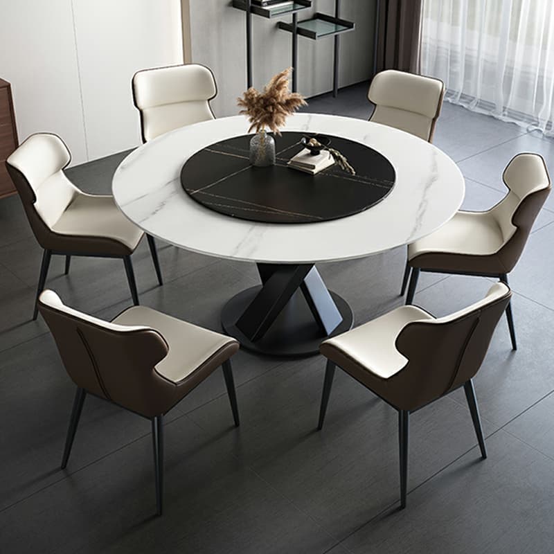 Industrial Metal Dining Set with Upholstered Chairs in White - 5 Piece Set thumbnail 3