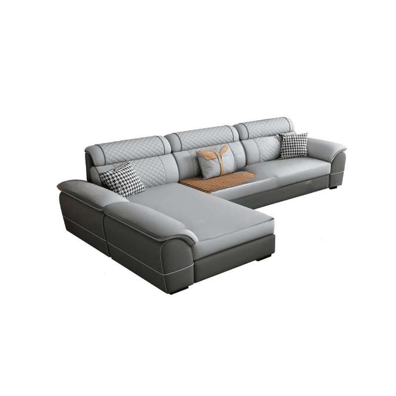 Modern Simple Style Straight/L-Shape Horizontal/Reversible Sofa Couch/Sofa Chaise in Grey with Water-resistant and Pillow Top Arm, 2-piece/3 Pc thumbnail 8