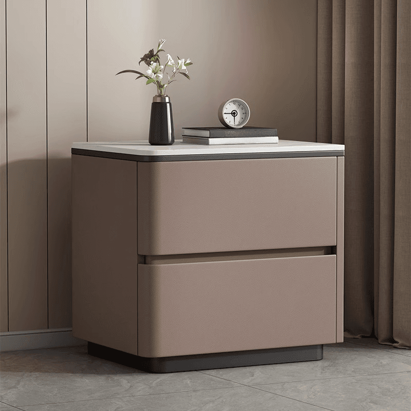 Organic Modern Nightstand With Drawer Organization, 2 Drawers, and Stone Countertop thumbnail 7