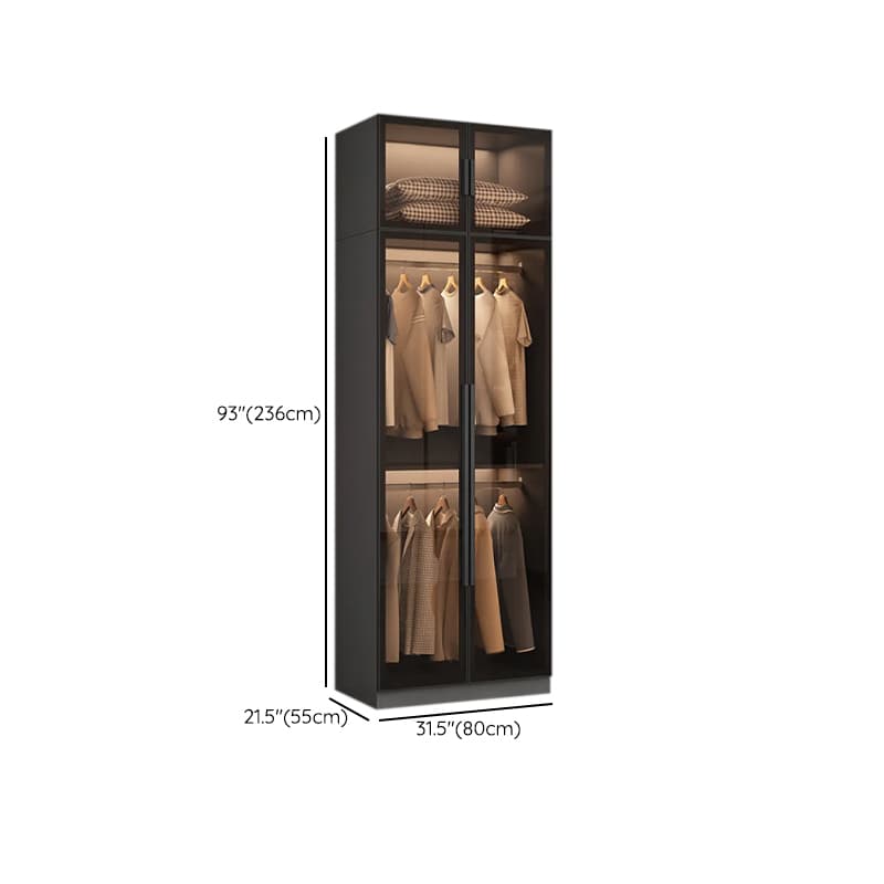Ink-Colored Manufactured Wood Detached Wardrobe Closet with Soft Close Drawer, Door, Interior Shelves, and Clothing Rod thumbnail 15
