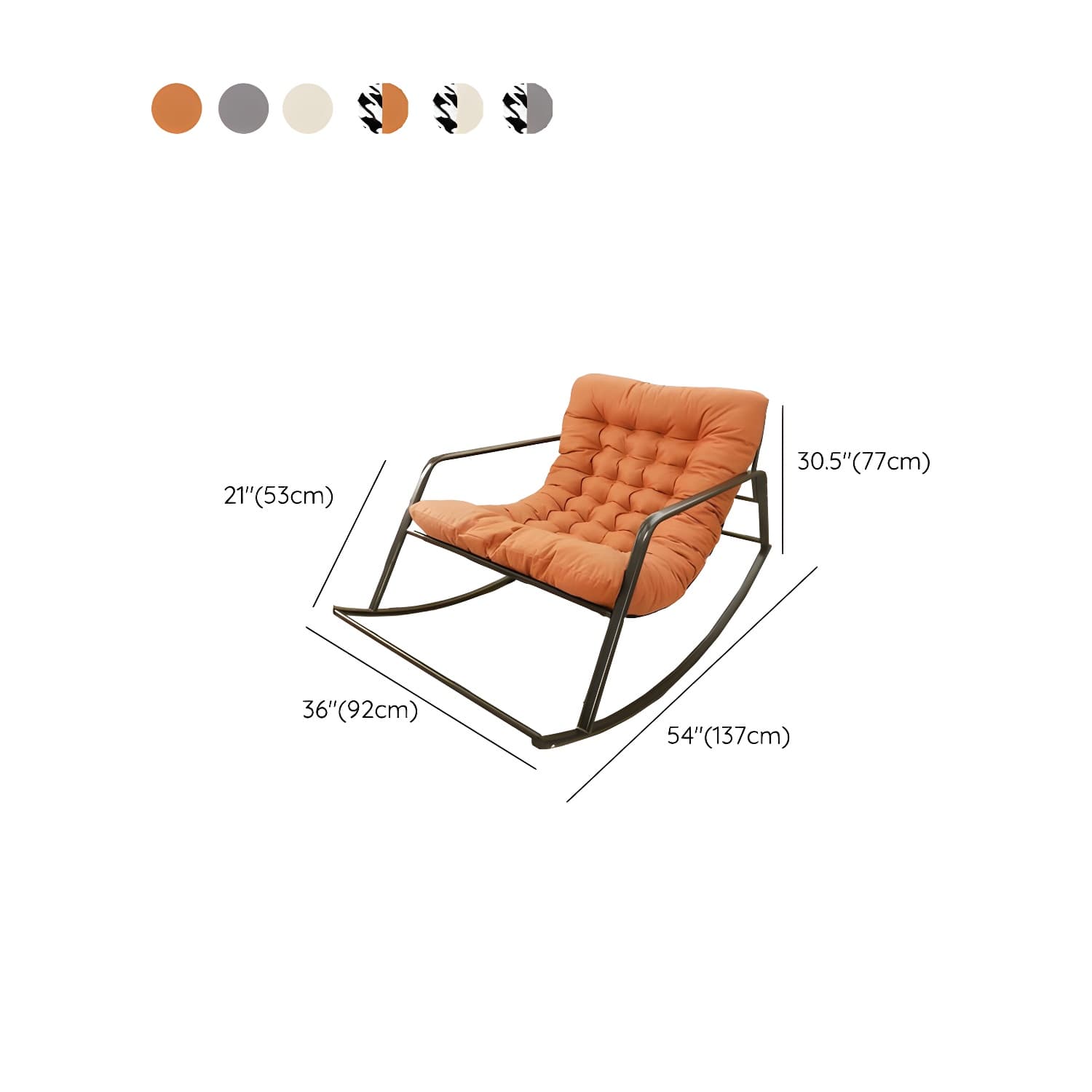 Modern Indoor Rocking Chair with Track Arms, Spindle Back and Metal Legs thumbnail 16
