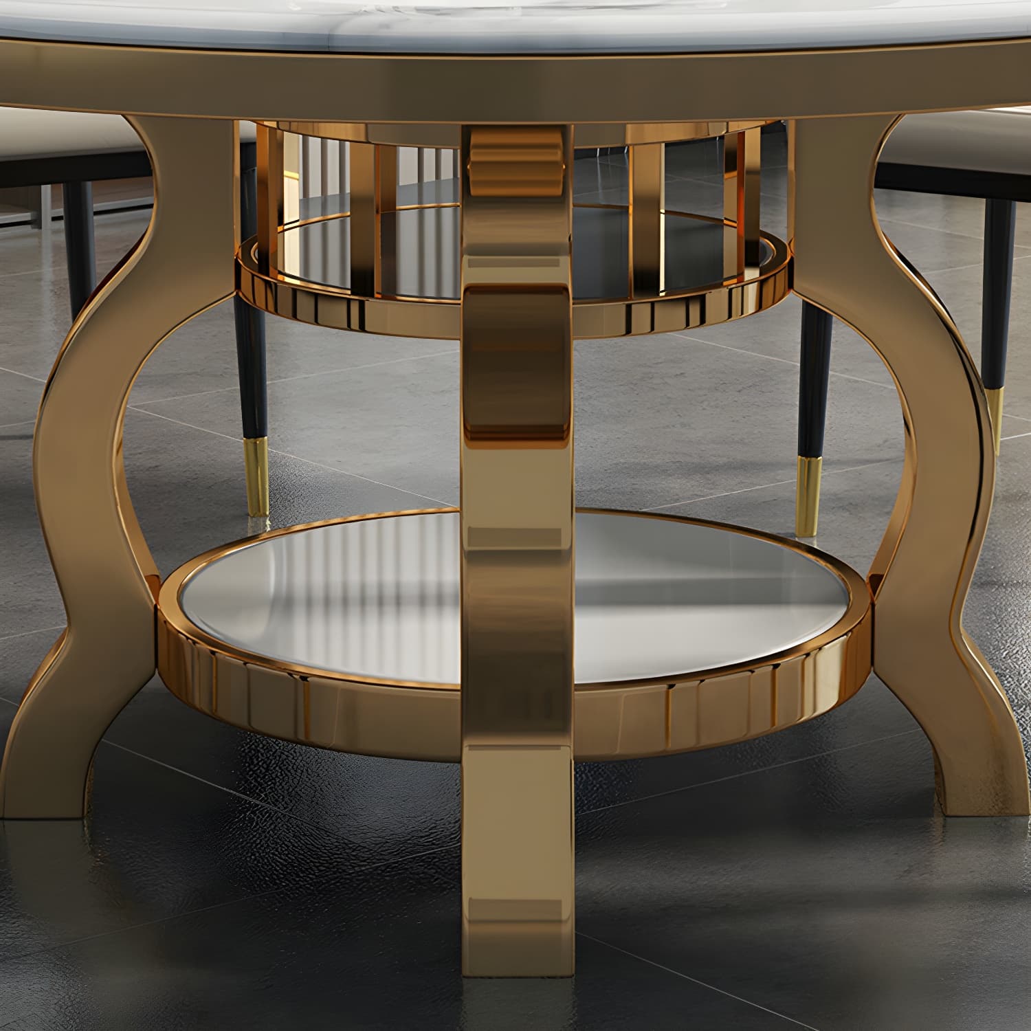 Kitchen 1/7/9/11 Pcs Dining Set with Round Dinette Table and Leather Chairs thumbnail 6