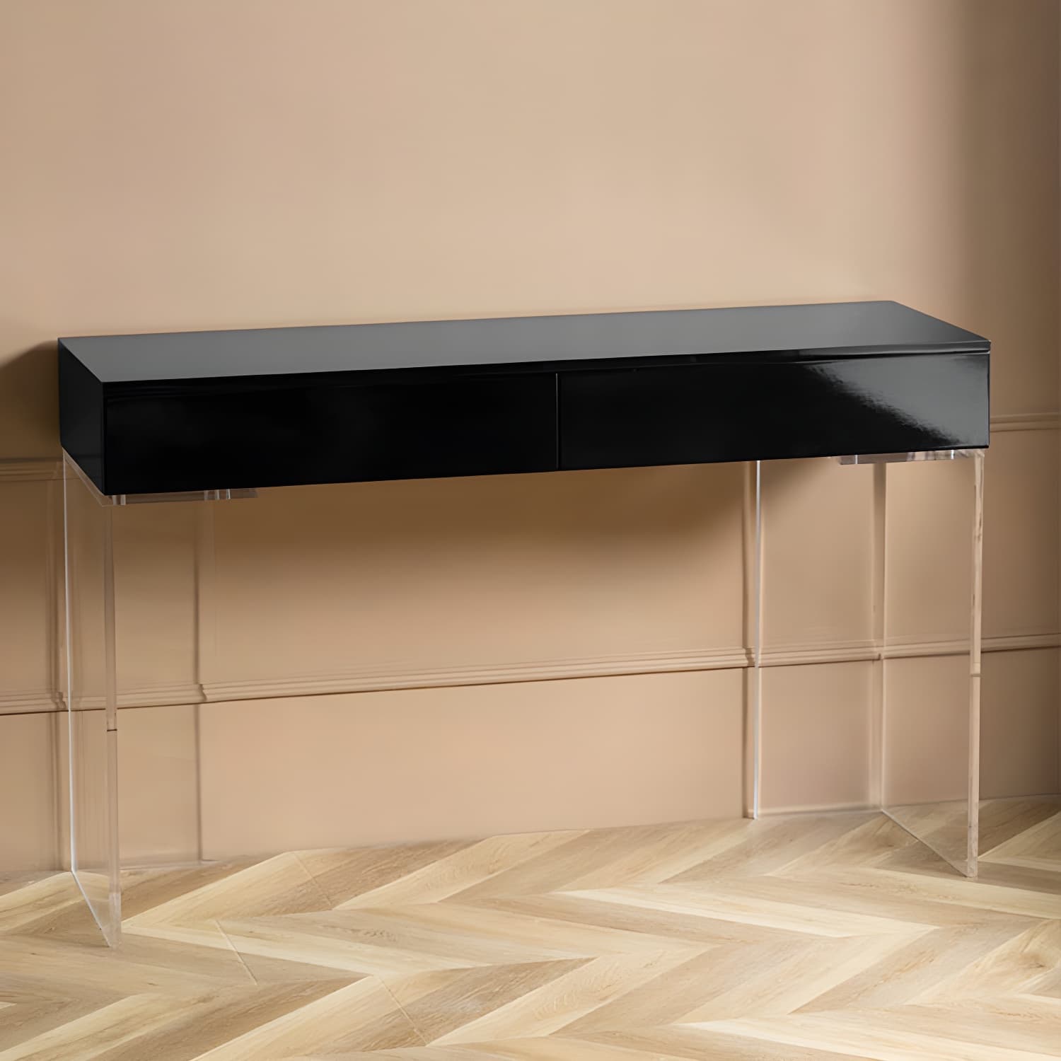 Contemporary Acrylic Vanity Desk 2-Drawer Vanity Dressing Table thumbnail 7