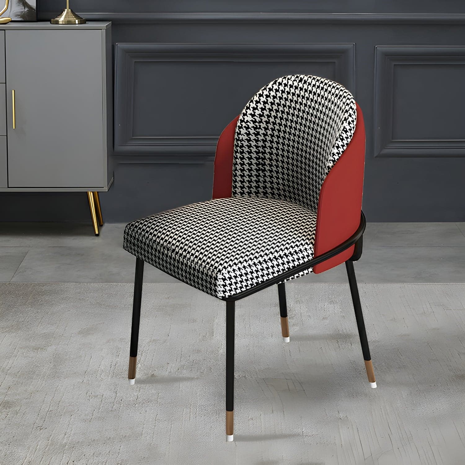 Glam Low-Back Upholstered Chair with Sleek Black Metal Legs for Kitchen & Dining thumbnail 16