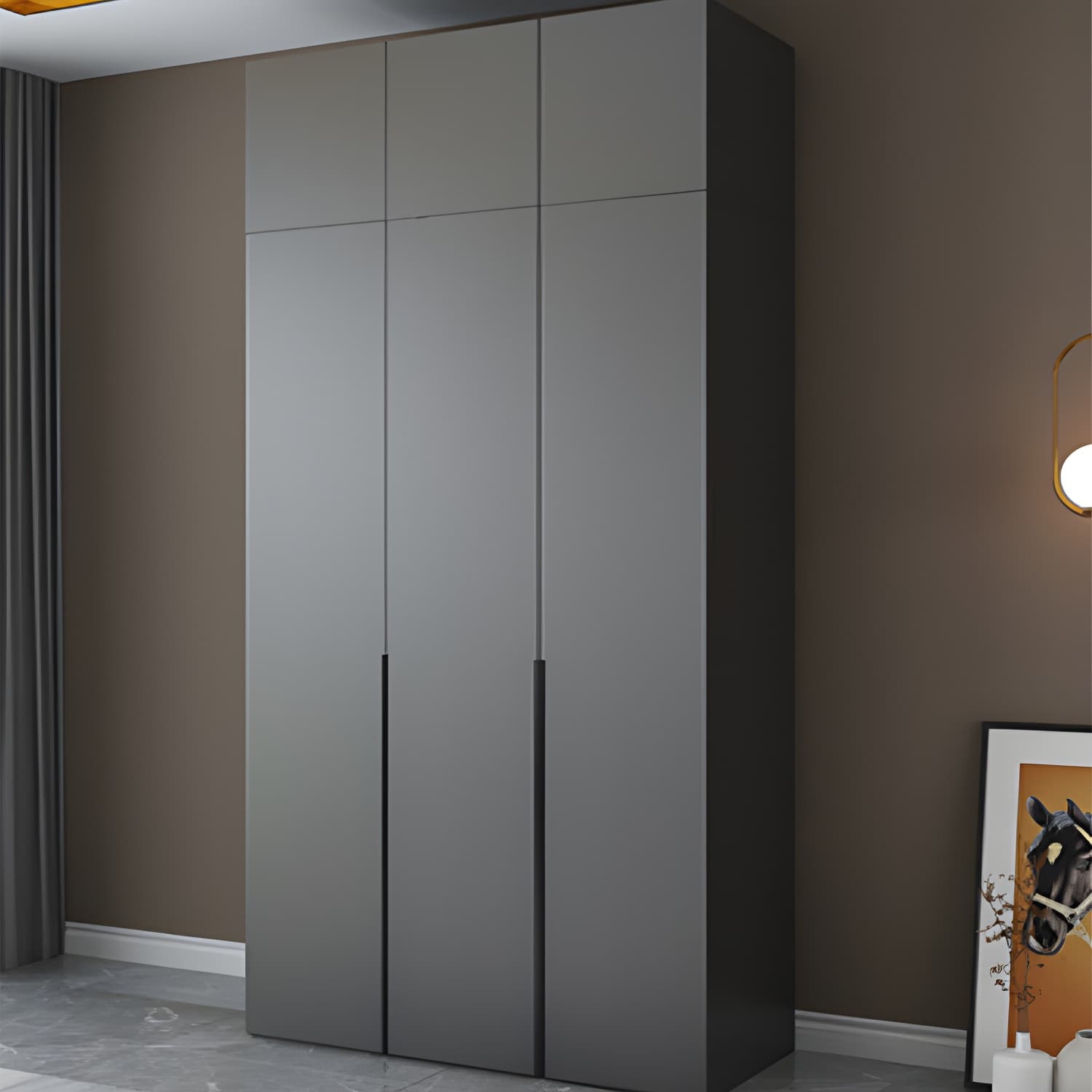 Modern Black Wardrobe Armoire with Garment Rod Wood Wardrobe Closet - image 4